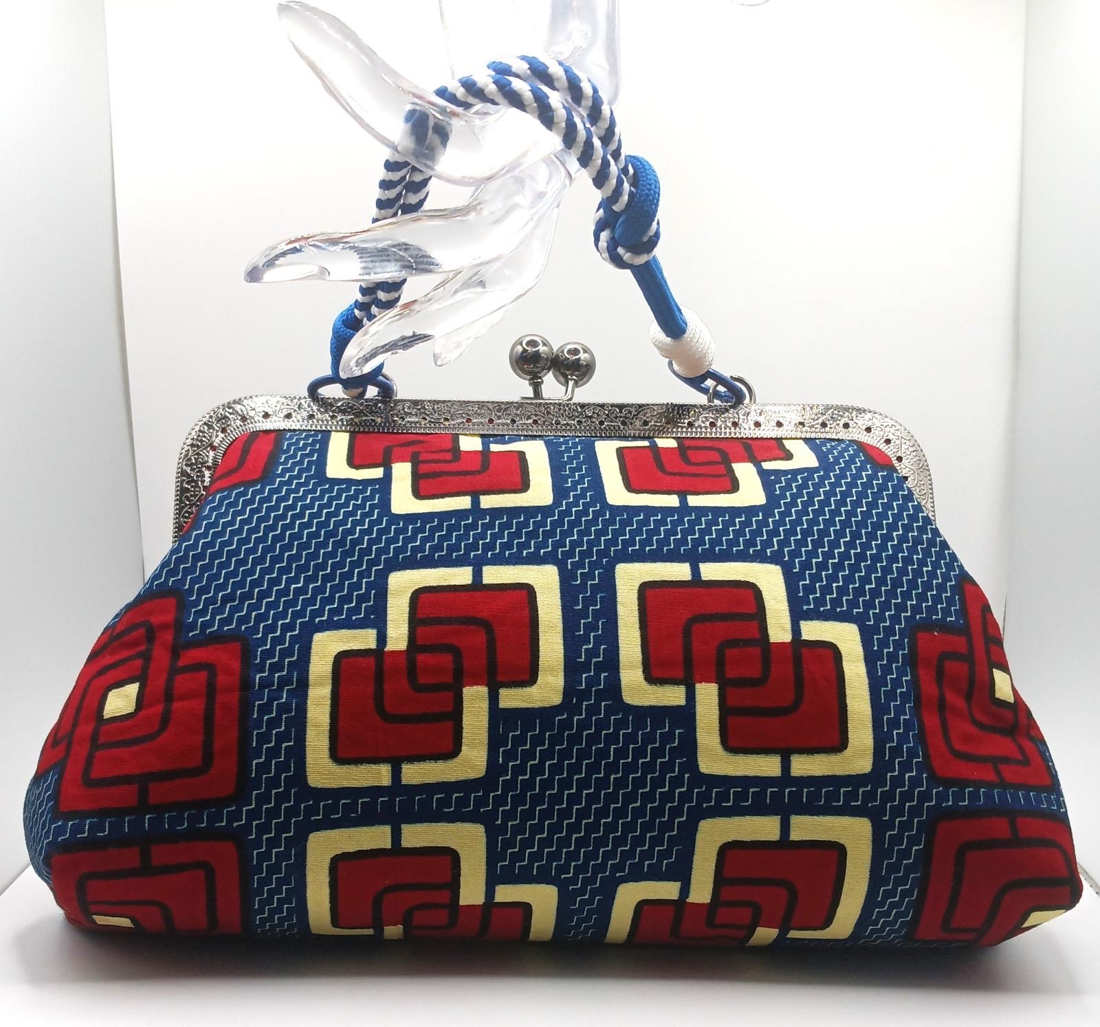 Blue and red geometric Xica handbag